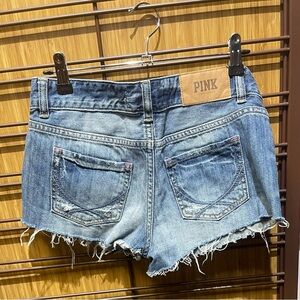 PINK Victoria's Secret Blue Jean Shorts Distressed Cut-Offs